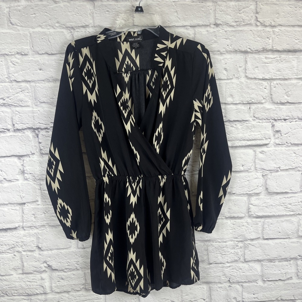 Wet Seal Juniors Y2K Indie Boho Festival Geometric Print Romper Size Medium